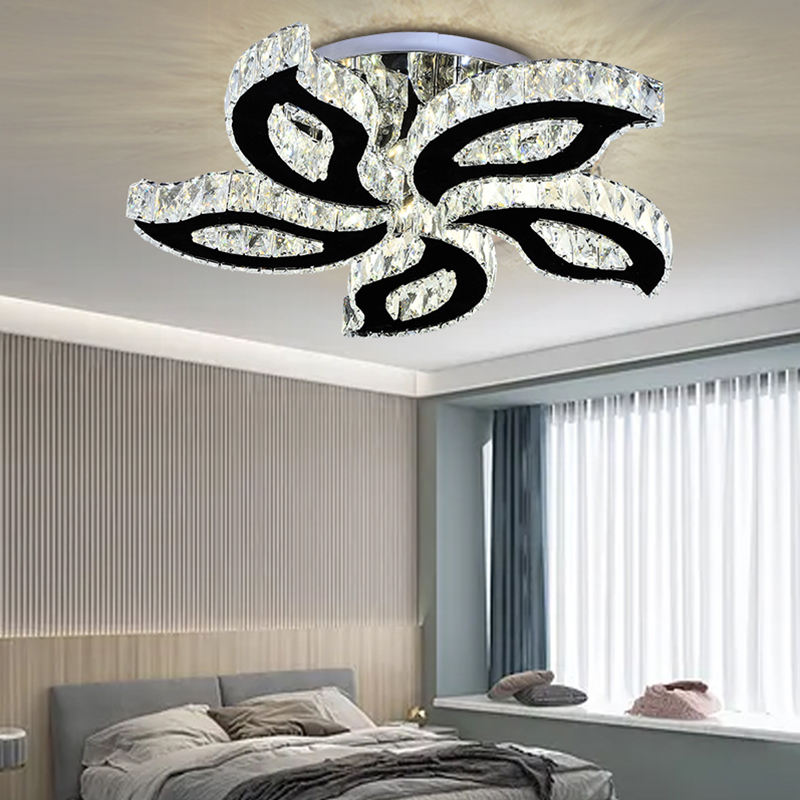 Luxury Crystal Ceiling Light - Custom Size and Color, Black and Gold