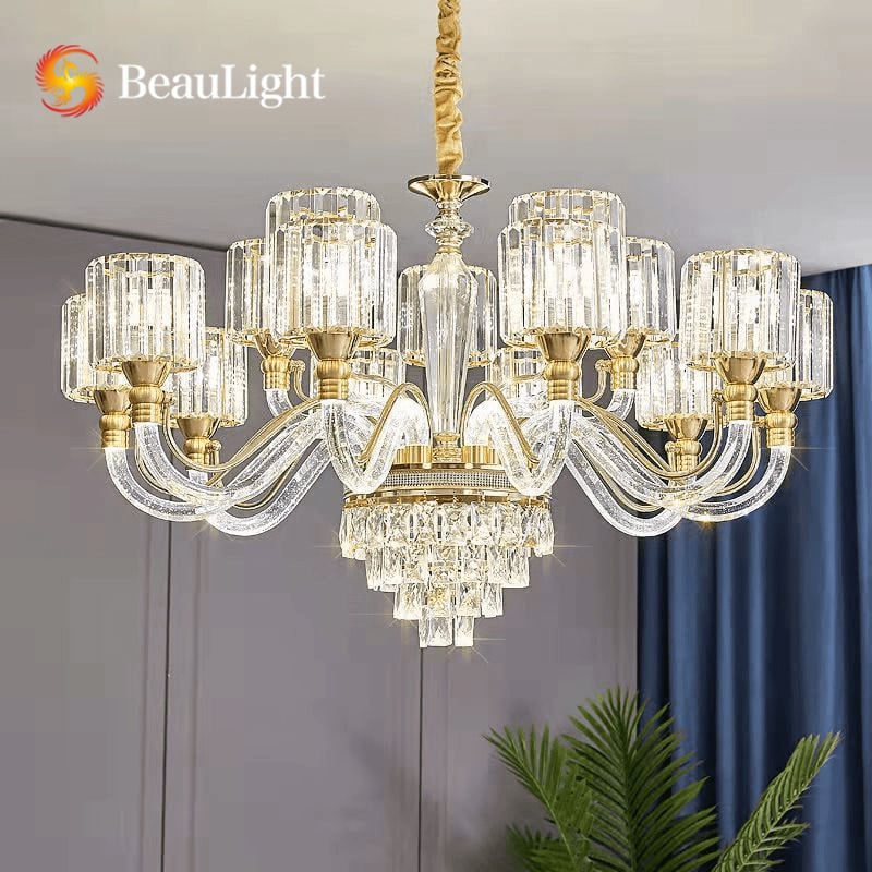 New European living room chandelier simple European bedroom lamp arm light light luxury crystal chandelier home atmospheric lamps