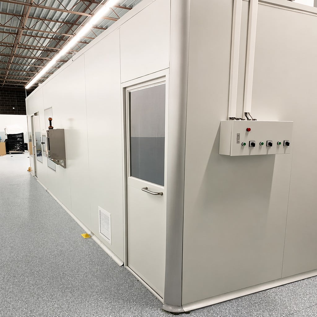 ISO 5 6 7 8 モジュラータイプクリーンルーム 実験室用粉塵フリー HVACシステム付き携帯用 GMP クリーンルーム クリーンブース付