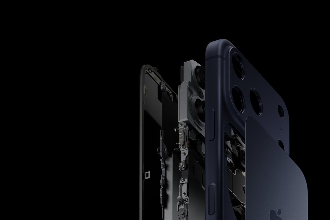 Exploded structure of iPhone 17 Pro with heat-forged aluminum unibody frame