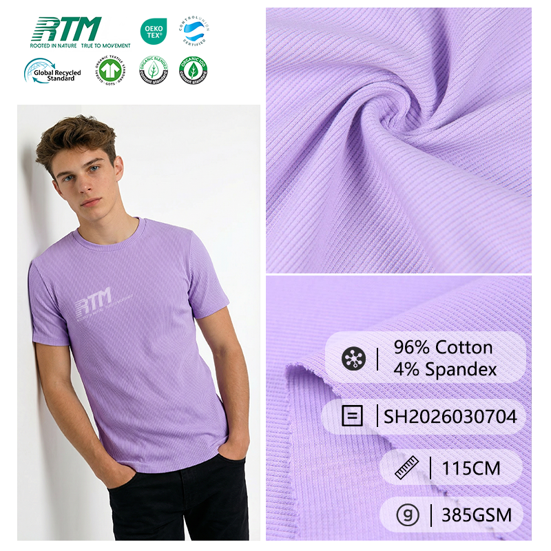 SH2026030704-Hot Sales High Elasticity Wrinkle Resistant Abrasion-Resistant Anti Pill Comfortable 96% Cotton 4% Spandex Knitted 2x2 Rib Fabric for Collar Cuffs Hem&Matching Ribbing