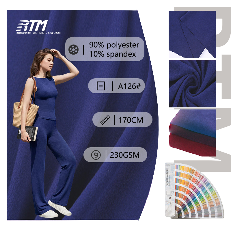 A126#—Malambot, Mainit, Kaibigan sa Balat at Humihinga na Telang 90% Polyester at 10% Spandex para sa Tank Top at Damit sa Sports