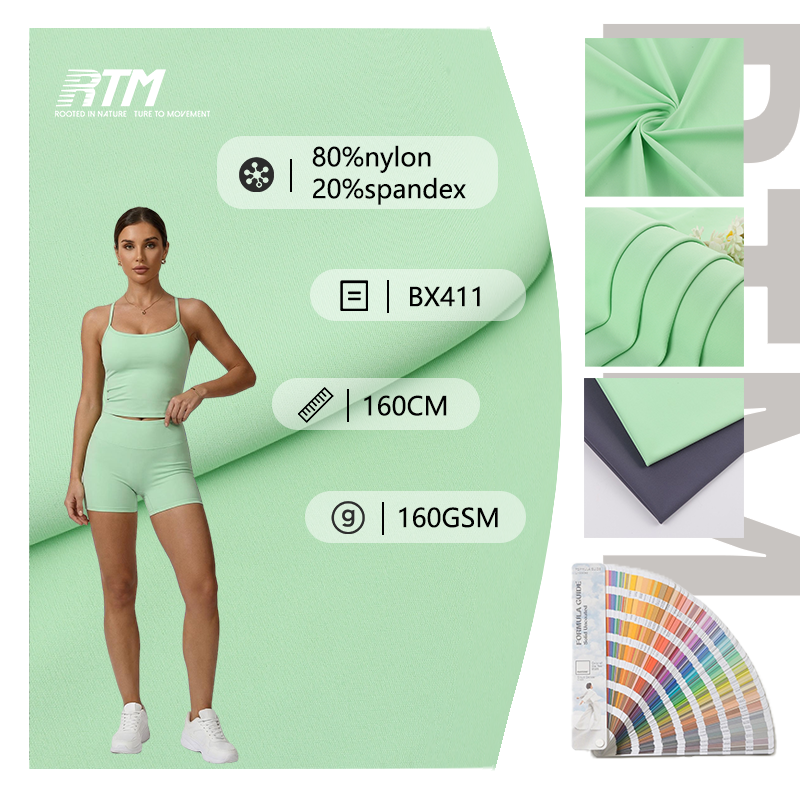 BX411-High Quality 160GSM Lightweight Knitted Anti-Pilling Skin-Friendly 80 Nylon 20 Spandex Fabric For Yoga Leggings Activewear