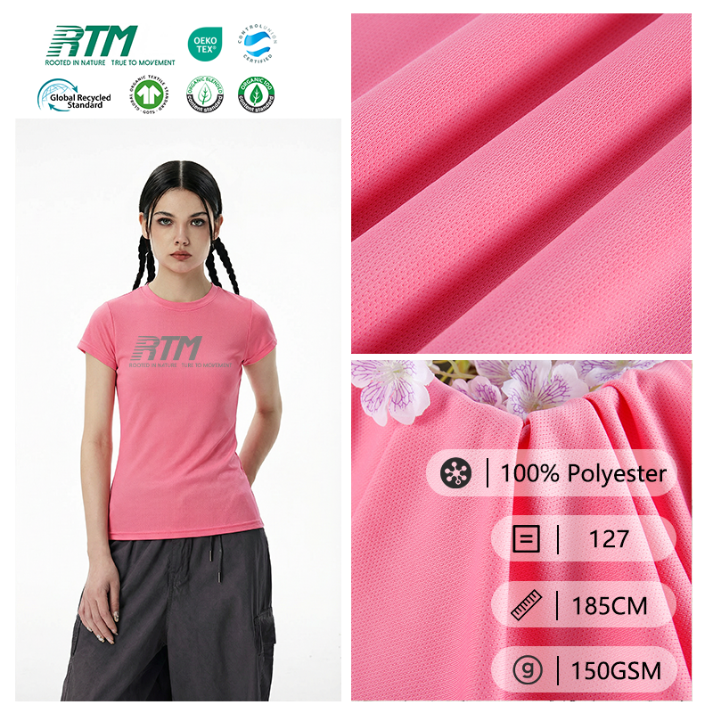 127-75D High Quality Wear-Resistant Pressure-Resistan Soft 100%Polyester Weft Knitted Jersey Mesh Fabric for T-shirt Sportswear