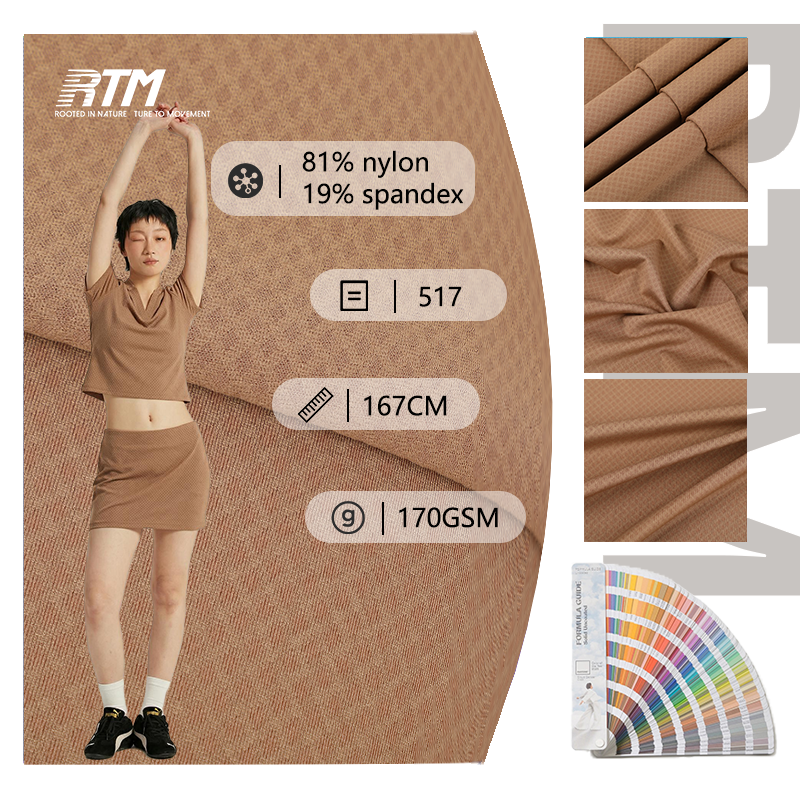517-81% Nailon 19% Spandex Čekirani Jacquard tkanina Suha i udobna Stretch Sportswear Top Bikini Plain stil Za djevojke