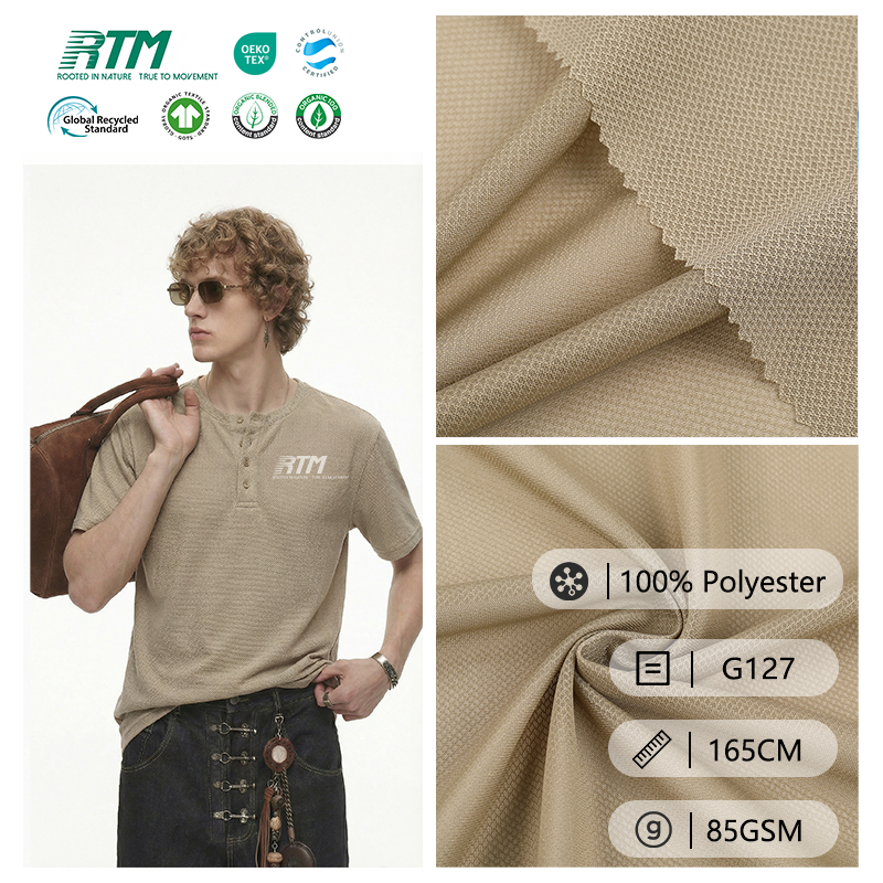G127=Factory Direct Price Lightweight Moisture-wicking Anti-Pill Tear-Resistant Knitted 100Polyester Jacquard Mesh Fabric For T-shirts Yoga wear