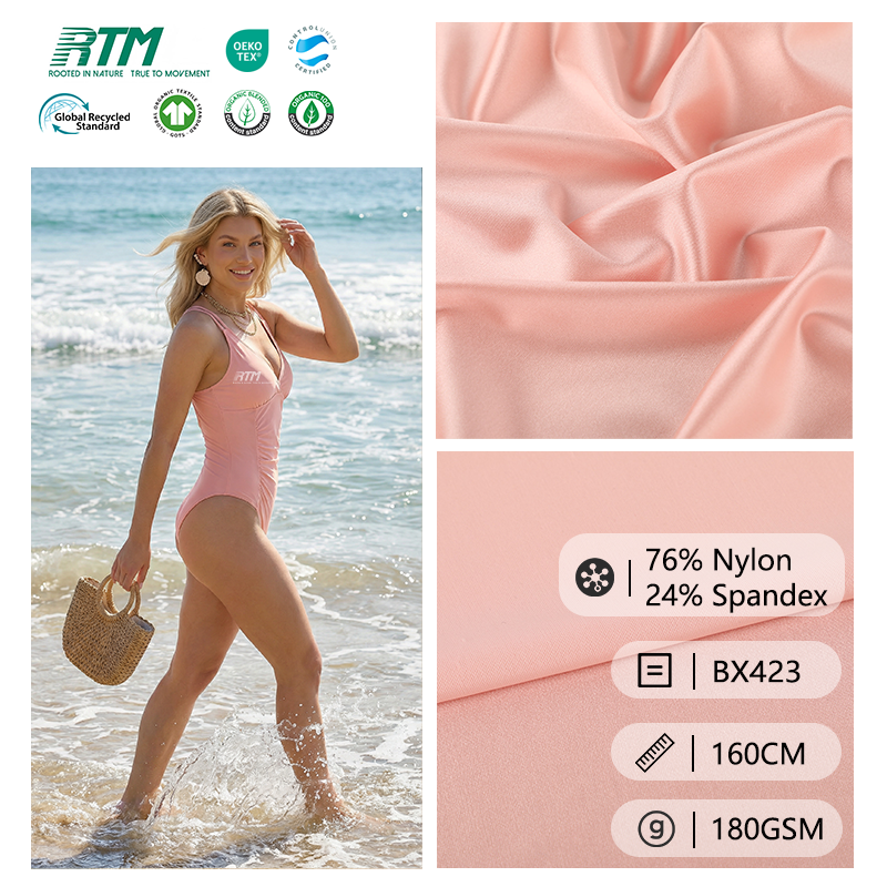 BX423-Custom Dyed Colors High Elasticity Comfortable Chlorine-Resistant Wrinkle Resistant Knitted Nylon Spandex Fabric For Swimwear Underwear&Dancewear