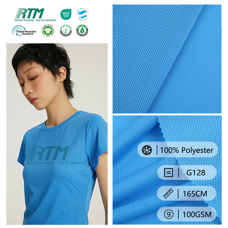 G128—Pinakabinebenta: Nakahinga, Mabilis Tumutuyo, Malambot na Knitted na 100% Polyester Bird Eye Mesh Fabric para sa Damit para sa Sports at mga T-shirt