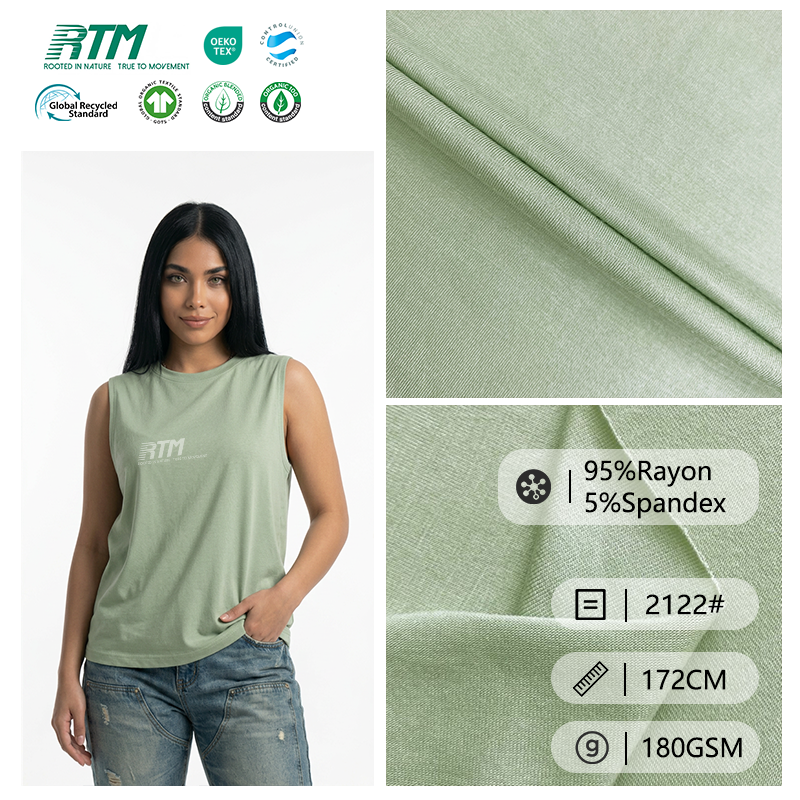 2122#-One-stop Service 95% Rayon 5% Spandex Jersey Fabric by the Yard | 180gsm Soft Stretch Knit Fabric for Blouses Tops Bodycon Dresses Sewing