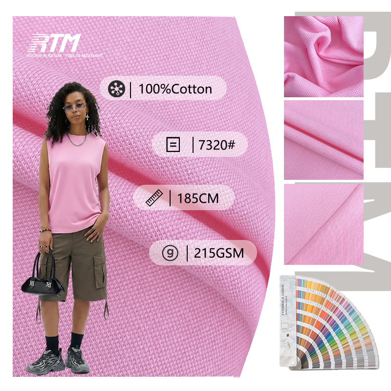7320#-100% Cotton Pique Jersey Fabric 215gsm Soft Breathable Knit Fabric by the Yard for Work Shirts T-Shirts Polo Shirts Casual Wear