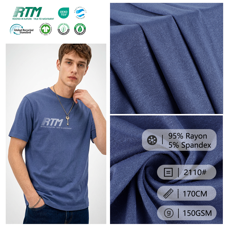 2110#-Fast Turnaround Cooling Smooth 30S Air-Spun Jersey Fabric 95% Rayon 5% Spandex 150gsm for Tank Tops & Summer Dresses
