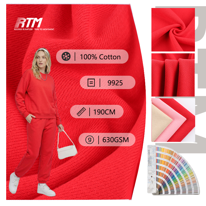 9925-Wholesale In Stock 630GSM Anti-Bacteria Anti-Odor Comfortable Durable Warm Knitted 100% Cotton Fish Scale Fabric For Autumn Winter Trendy  Sweatshirts&Sportswear