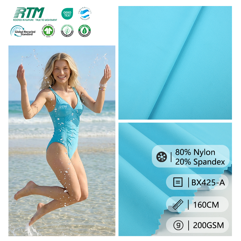 BX425-A-Low MOQ 200G Mekan-vlažno-prekozivač vlage Brzo-suha pletena 80 Najlona 20 Spandex tkanina Za donje rublje biciklistička odjeća&kupačka odeća