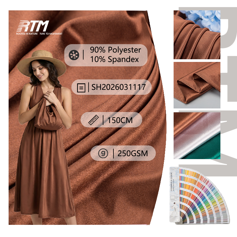 SH2026031117 – Az miqdarlı sifariş (MOQ) üçün 40D tərəfli parlaq, yüksək elastiklikli, yumşaq və dəri dostu poliester-spandex parça; latın rəqsləri üçün geyimlər