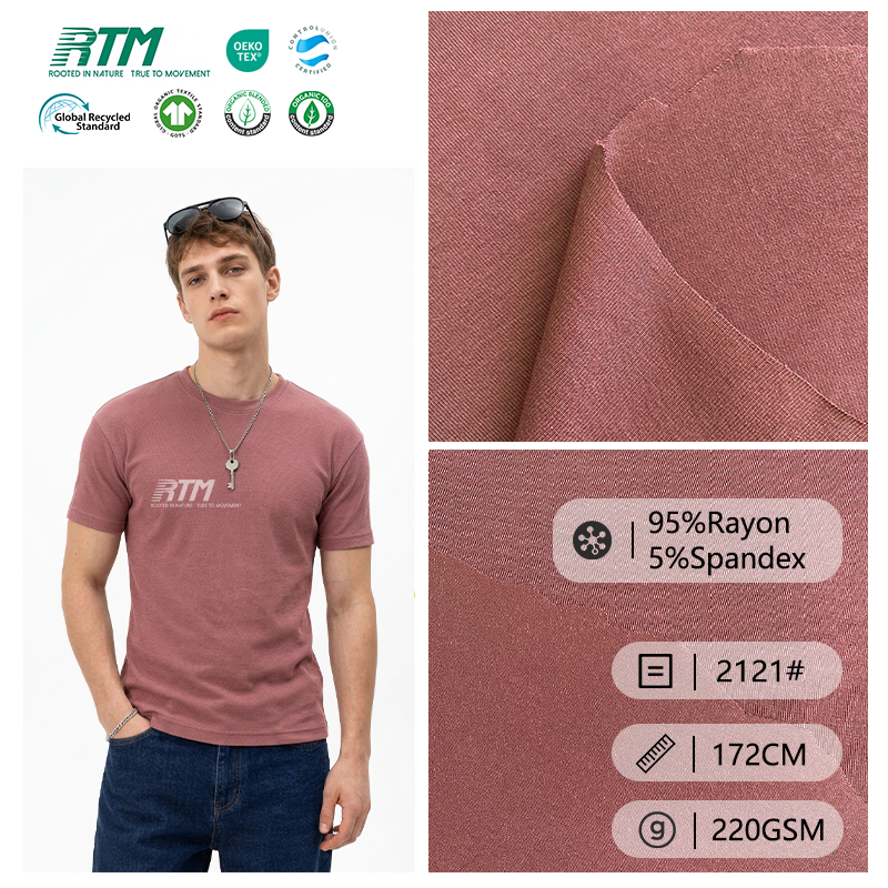 2121#-40S Rayon Spandex Jersey Fabric 95% Rayon 5% Spandex 220gsm Silky Soft Stretch Knit Fabric for Underwear Loungewear Sleepwear Sewing