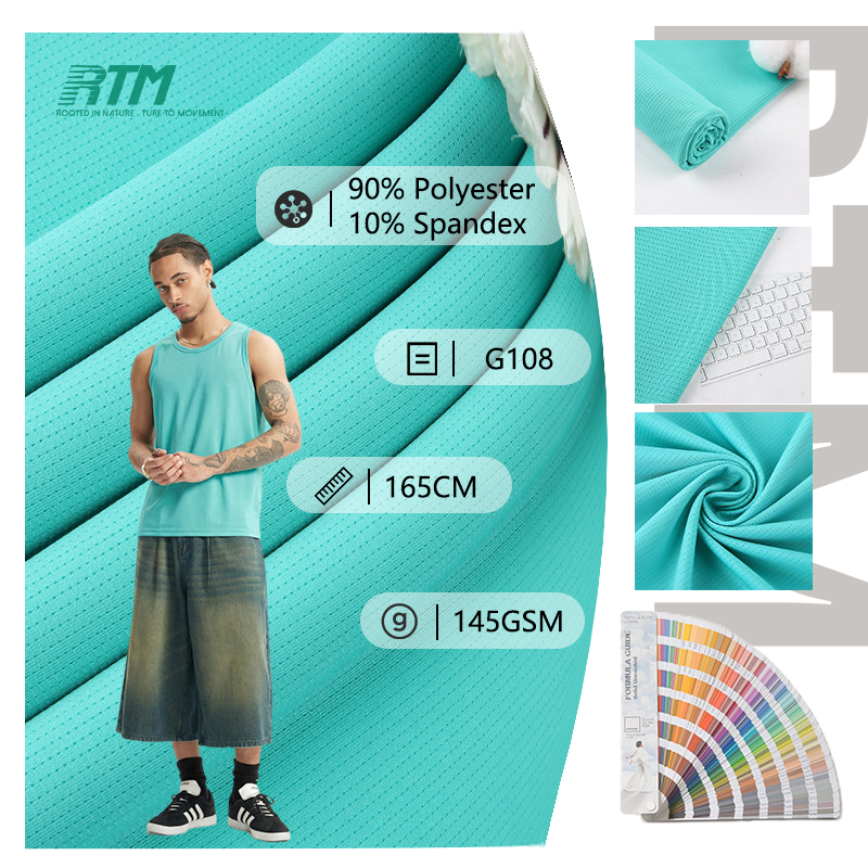 G108-Wholesale Eco-friendly 90%Polyester 10%Spandex Bird Eye Mesh Fabric Breathable Knit for Sportswear Garment Boys Girls