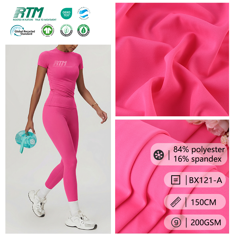 BX121-A-Low MOQ 40D High Elastic Knitted Soft Skin-Friendly Comfortable 84 Polyester 16 Spandex Rib Fabric For Swimwear Yogawear Dancewear