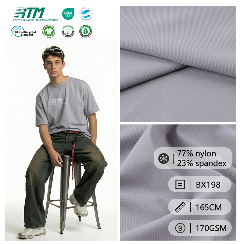 BX198-OEM/ODM High Elasticity Abrasion-Resistant Durable Quick Dry Knitted 77%Nylon 23%Spandex Rib Fabric For Outdoor Sports T-shirt Cycling Wear