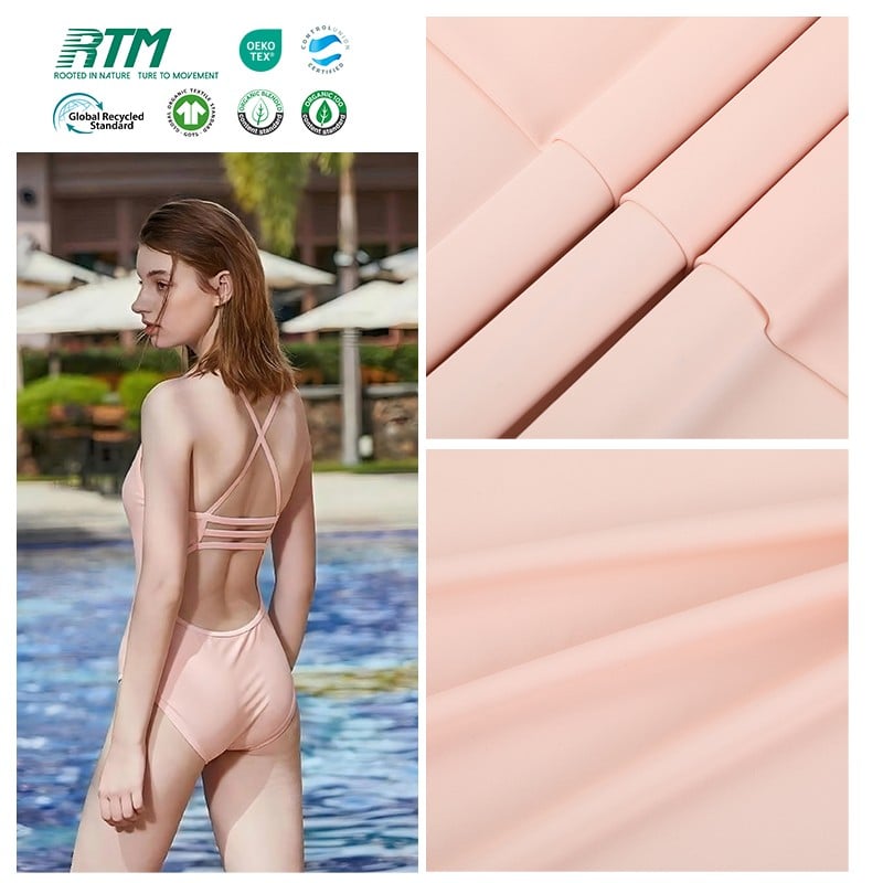 433–170 g/m² langlebiger und verschleißfester, hochdehnbarer Strickstoff aus Nylon und Spandex für UV-schützende Badebekleidung und T-Shirts