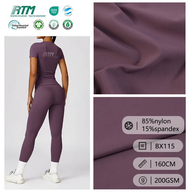 BX115-China Factory Customized 40D High Elasticity Knitted Moisture-Absorbent Breathable 85 Nylon 15 Spandex Rib Fabric For Sports Yogawear 