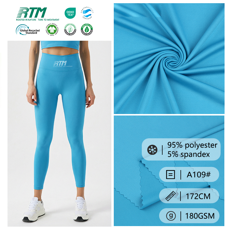 A109#-Malambot at Kaakibat sa Balat na 4-Way Stretch na Brushed Polyester na Solong Jersey na Telang Pananamit para sa T-shirt sa Tag-init at Tag-araw