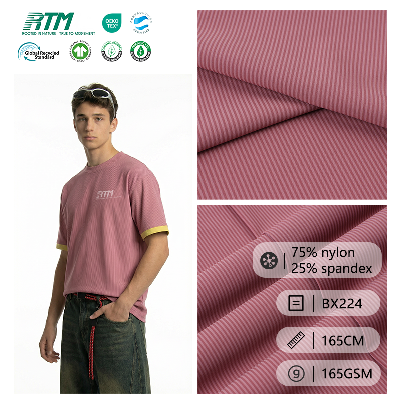 BX224-China Factory Direct High-Elasticity Quick-drying Cool Feeling Knitted 75%Nylon 25%Spandex Rib Fabric For Sportswear T-shirts