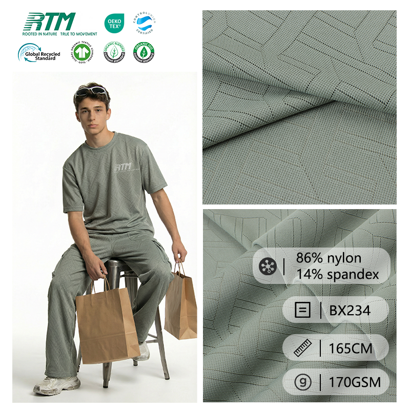 BX234-Factory Supply 170GSM High-Elasticity Quick-Dry Coo Feelings Anti-wrinkle Knitted Nylon Spandex Jacquard Fabric For Sportswear&T-shirts