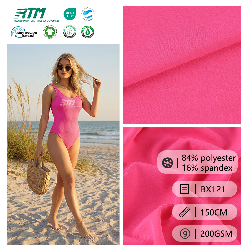 BX121-40D Bulk Supplier High Color Fastness Abrasion-Resistant 4 Way Stretch 84% Polyester 16% Spandex Jersey Fabric For Swimwear Performance Wear&Dancewear