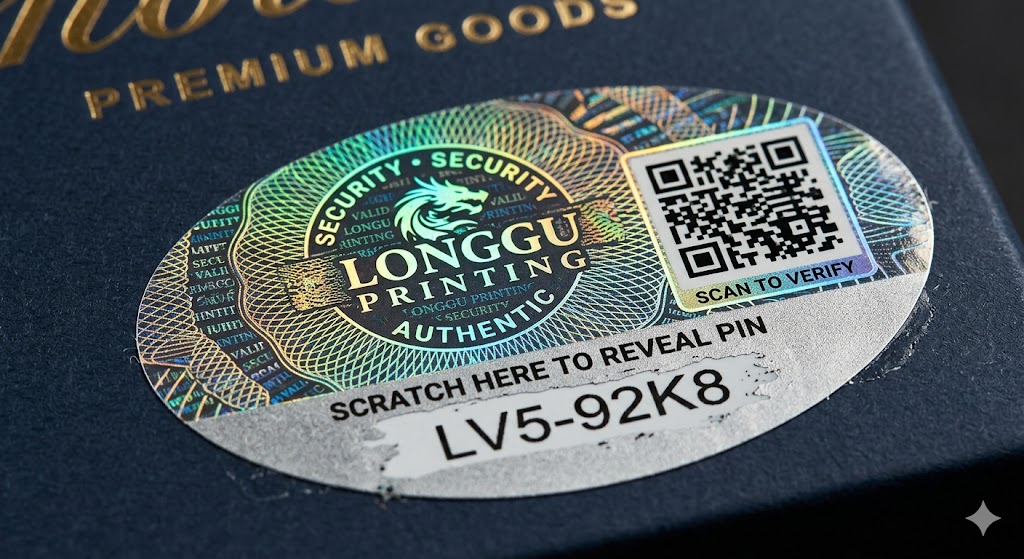 What makes a QR code sticker secure and how does it prevent counterfeiting through two-factor authentication?