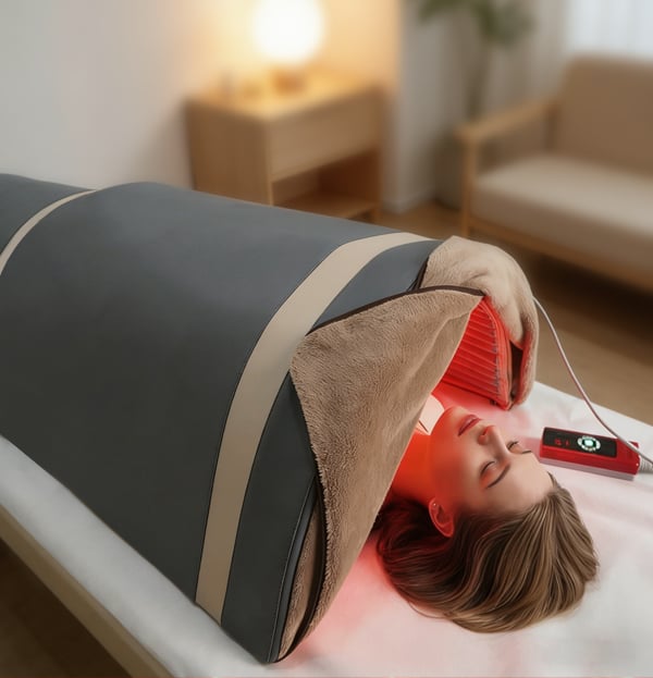 Decavem Two-Section Wooden Photon Sauna Dome with Red Light, Far-Infrared Heating and Customizable Mineral Materials