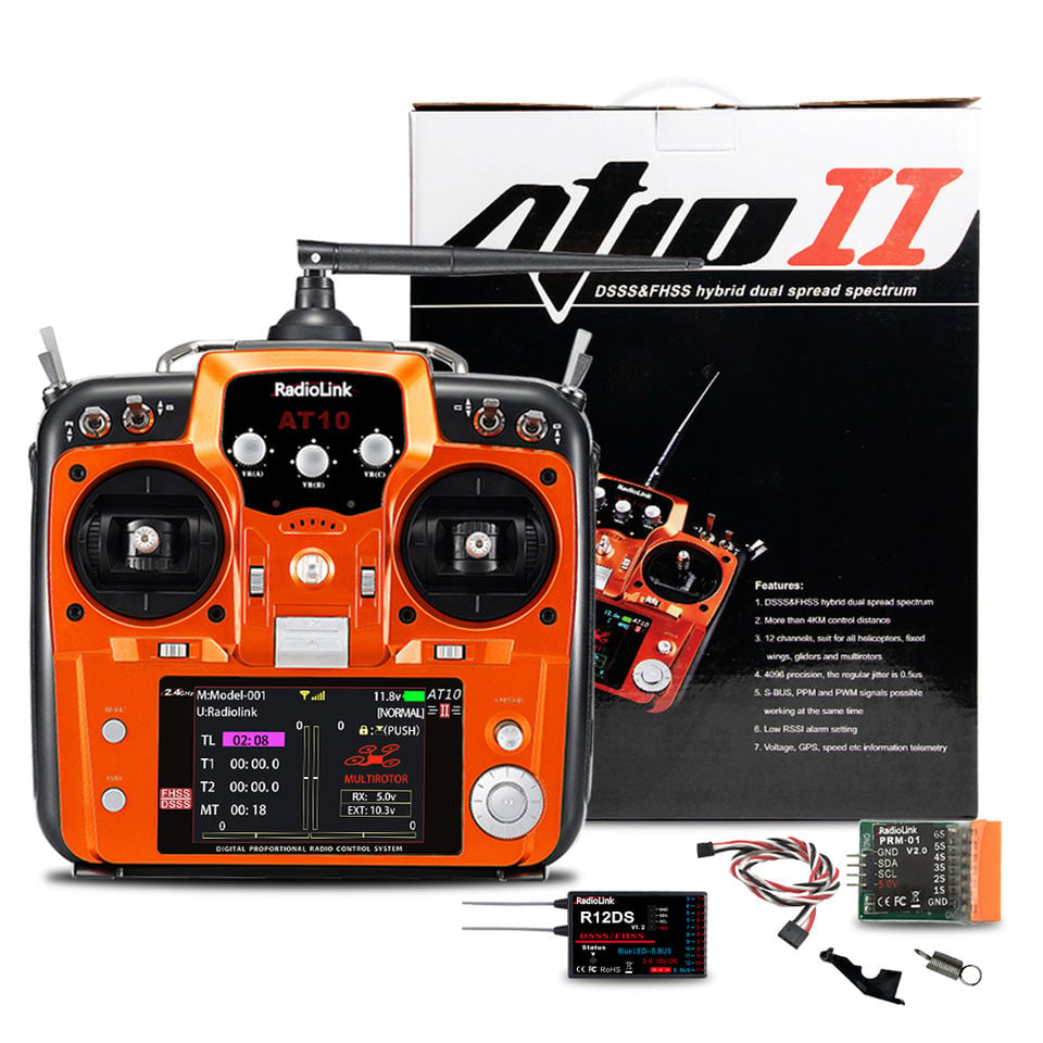 RadioLink AT10II Model Remote Control 4KM Distance 12 Channel Drone Crossing Machine Fixed Wing Vehicle and Ship Machine