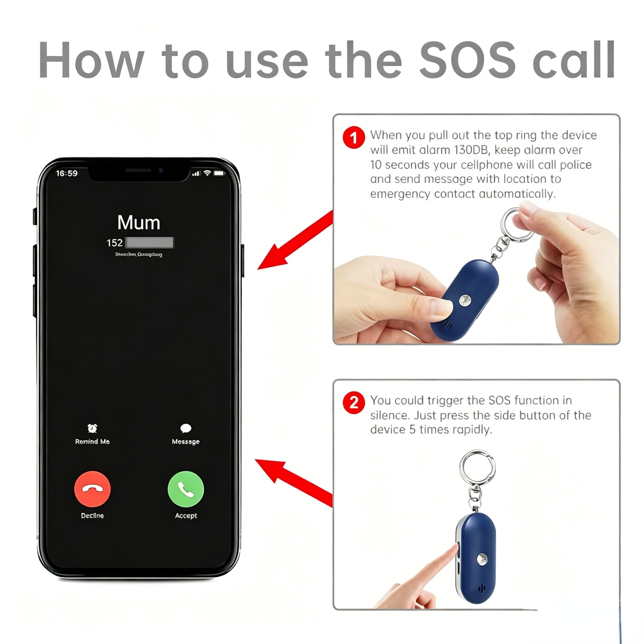 130DB Personal Safety Alarm SOS Emergency Portable Rechargeable Self Defense Device with GPS SMS Alert for Women Elderly manufacture