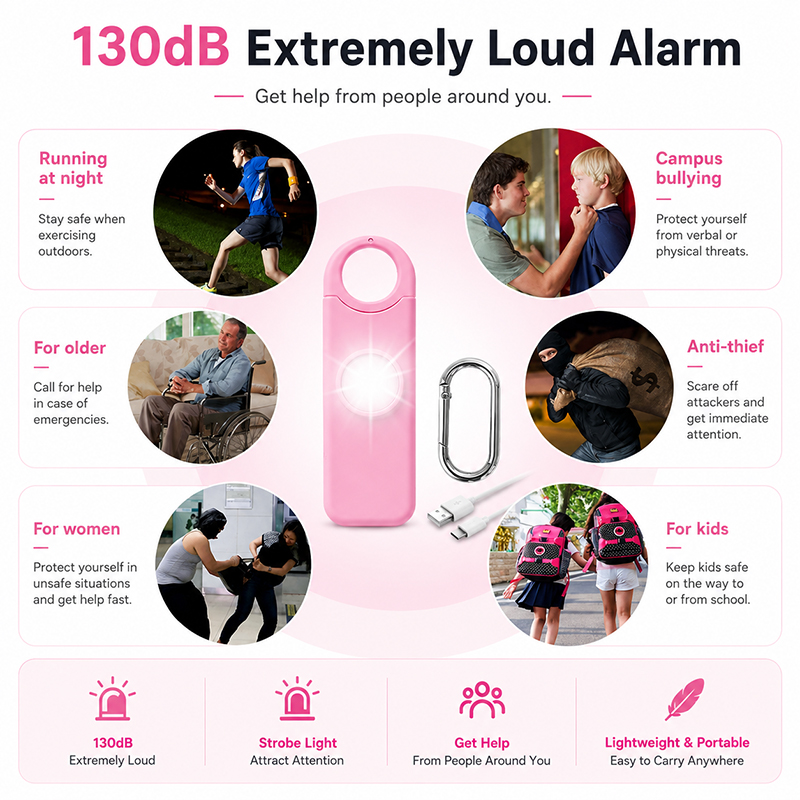 Rechargeable Personal Safety Alarm with LED Flashlight supplier