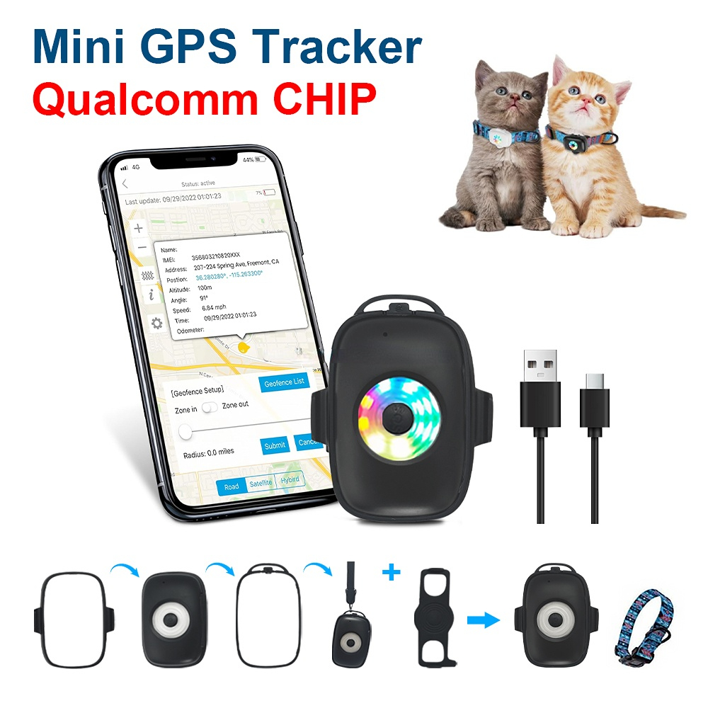 Mini GPS Tracker for Dog Cat  Small Real Time Tracking Device 30 Days Battery 4G LTE Hidden Adhesive Tracker Wearable Locator factory