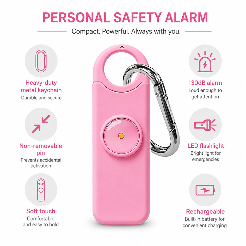 Rechargeable Personal Safety Alarm with LED Flashlight factory