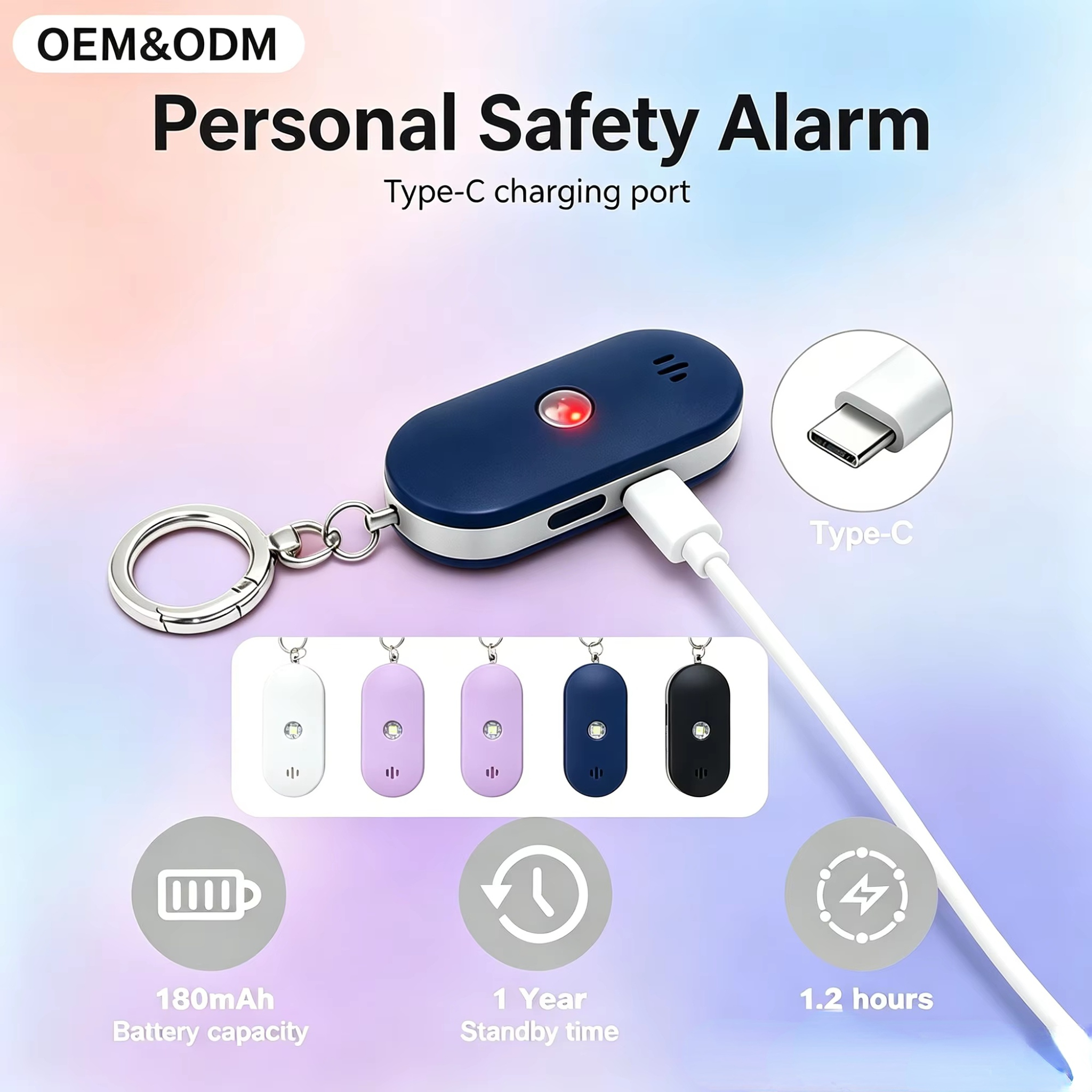 130DB Personal Safety Alarm SOS Emergency Portable Rechargeable Self Defense Device with GPS SMS Alert for Women Elderly manufacture