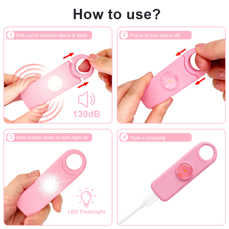 Rechargeable Personal Safety Alarm with LED Flashlight manufacture