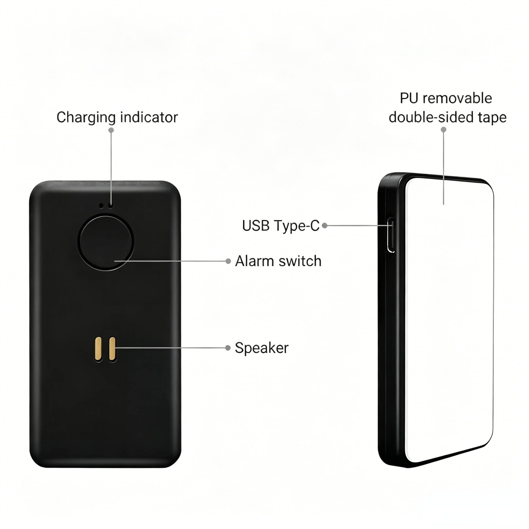 130dB Personal Safety Alarm Emergency Keychain with USB Rechargeable & Hook Sticker for Women Elderly Kids Joggers Night Workers details