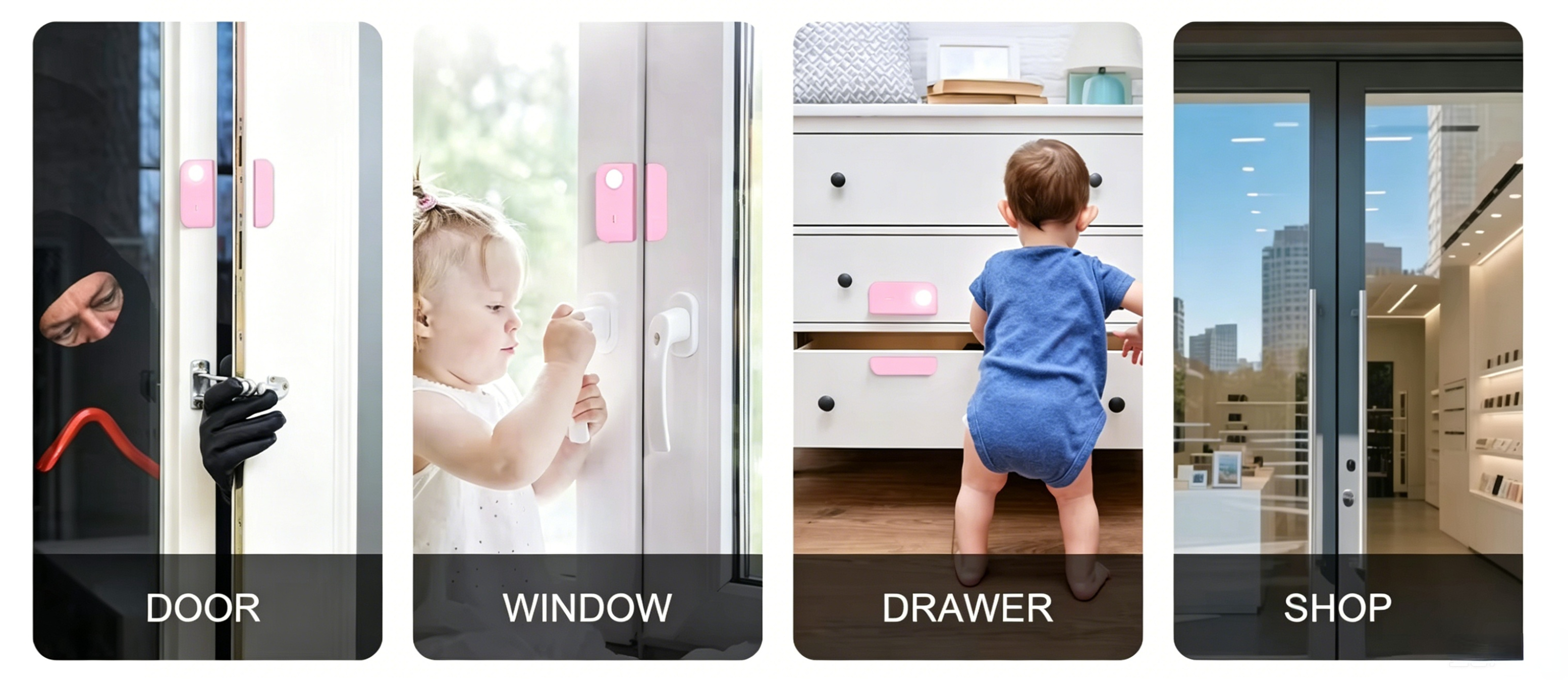Rechargeable Door Window Alarm with Doorbell Mode, 30Lum LED Flashlight, 130mAh Battery for Home Security factory