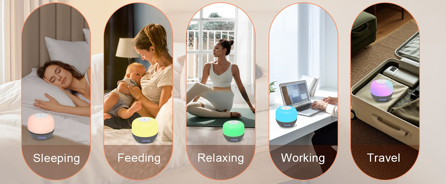 Wifi Baby Sound Machine Night Light Sleep Trainer Routine Builder Time-to-Rise Alarm Clock White Noise Soother for Kids Bedroom supplier