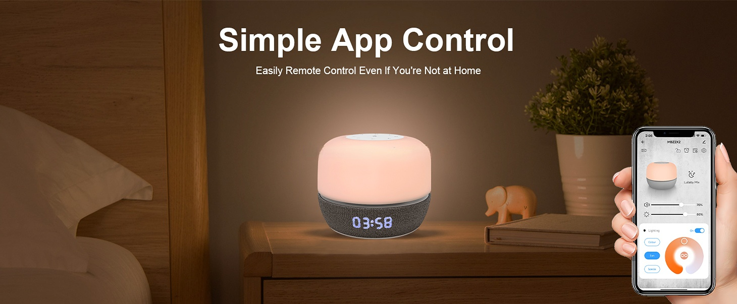 Wifi Baby Sound Machine Night Light Sleep Trainer Routine Builder Time-to-Rise Alarm Clock White Noise Soother for Kids Bedroom factory