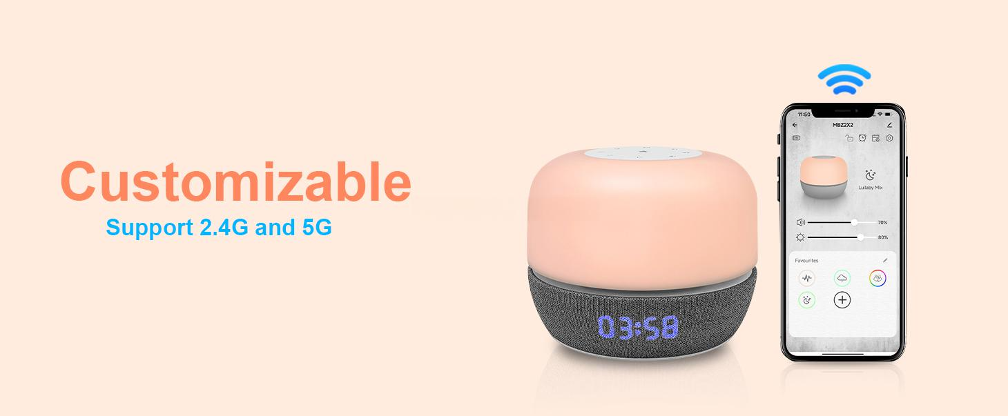 Wifi Baby Sound Machine Night Light Sleep Trainer Routine Builder Time-to-Rise Alarm Clock White Noise Soother for Kids Bedroom factory