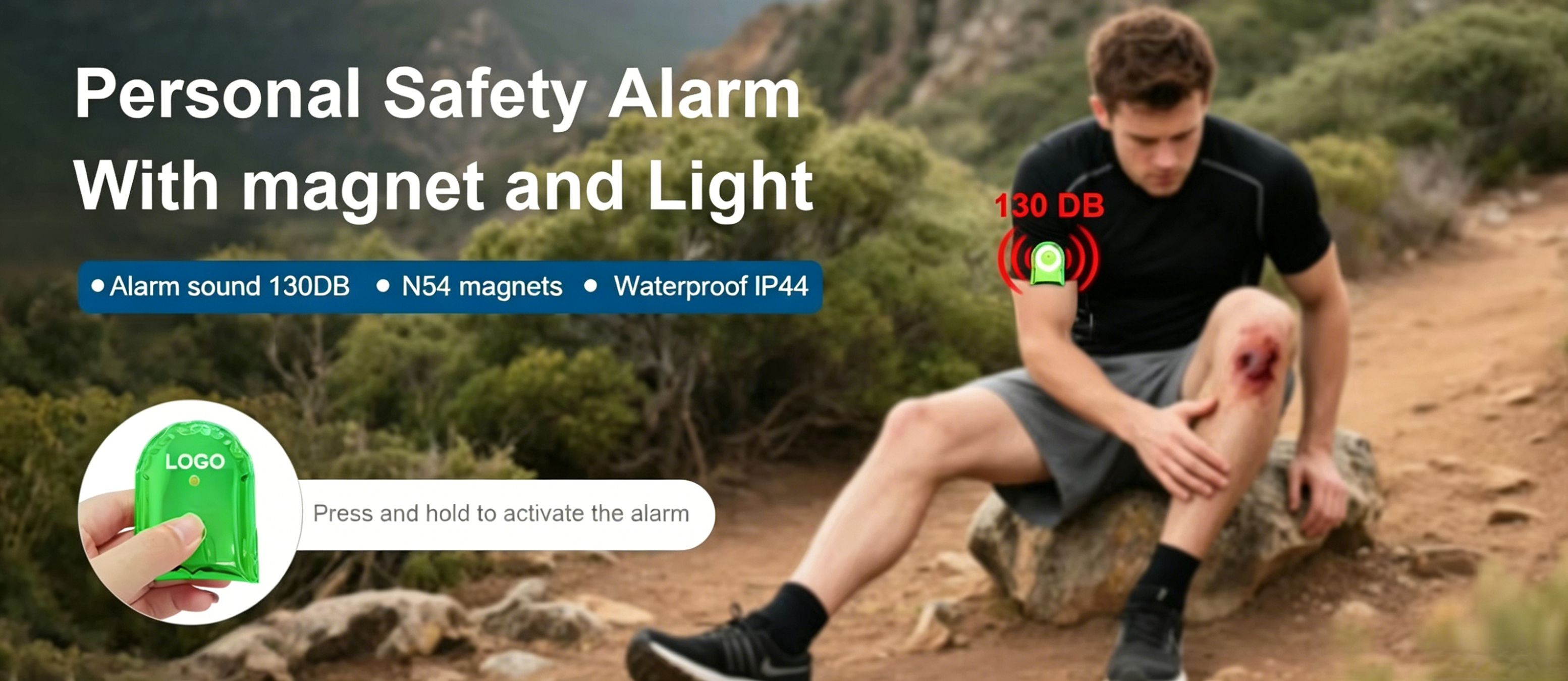 OEM Logo Outdoor Safety Personal Alarm Reflective Magnet Clip Light LED Running Light details