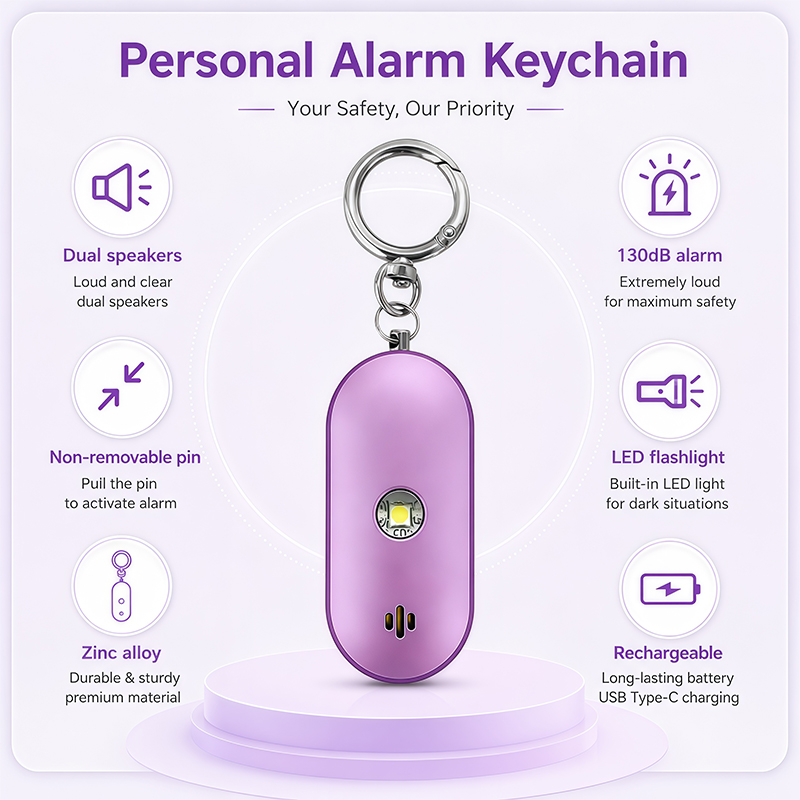 Rechargeable Personal Safety Alarm with LED Flashlight factory