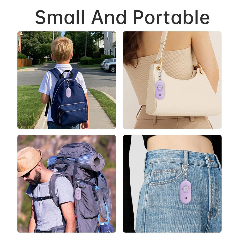 130dB Personal Alarm for Women - Rechargeable SOS Keychain with LED Light, Portable Self Defense Safety Device for Kids Elderly details