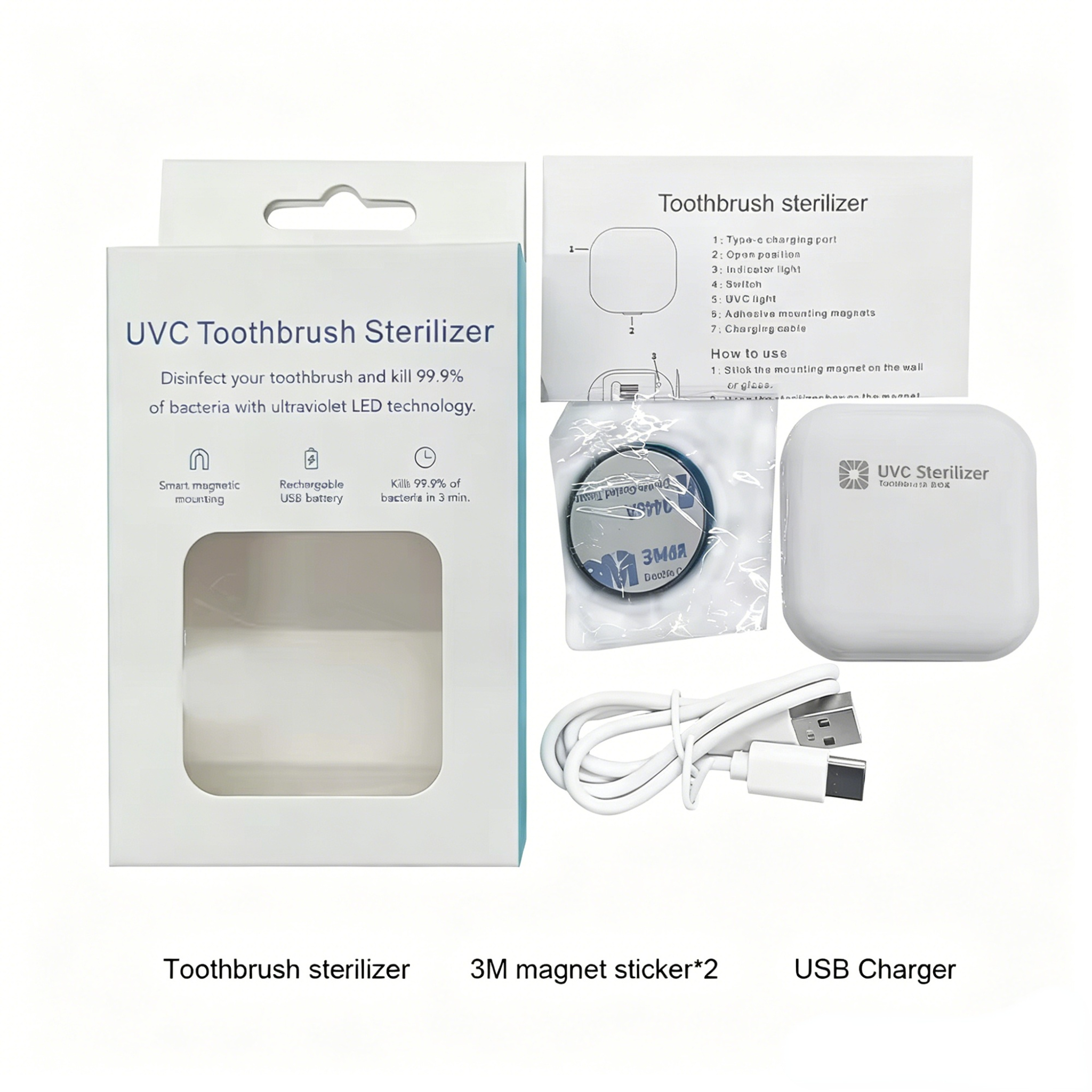 Portable Mini Travel Small Rechargeable UV Led  Toothbrush Sterilizer case Wall Mounted Toothbrush Holder supplier