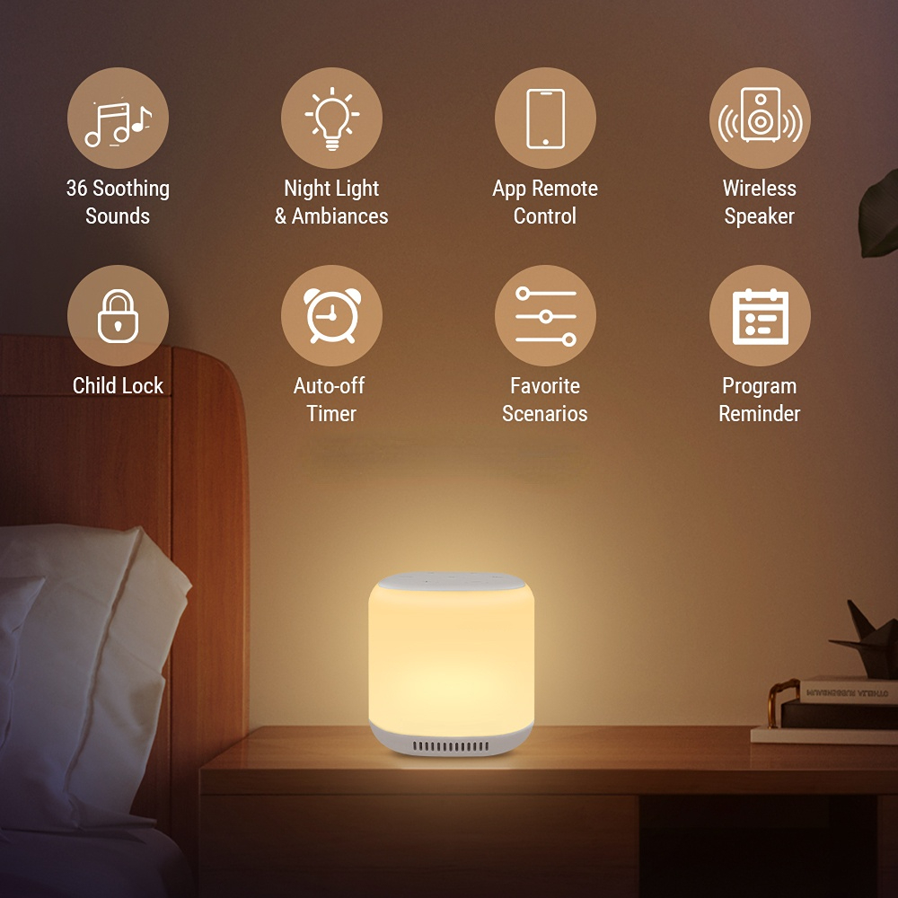 Smart Tuya White Noise Baby Machine with 34 Smoothing Sounds and 16 Night Light High Quality Speaker for Toddler Sleep Train factory