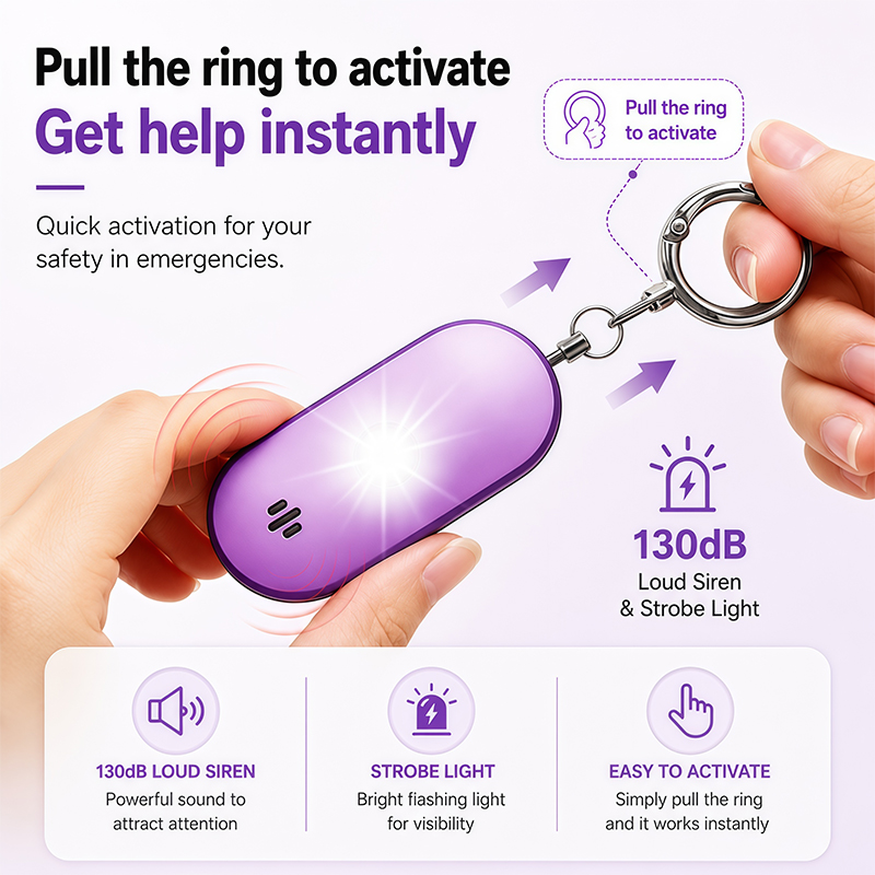 Rechargeable Personal Safety Alarm with LED Flashlight supplier