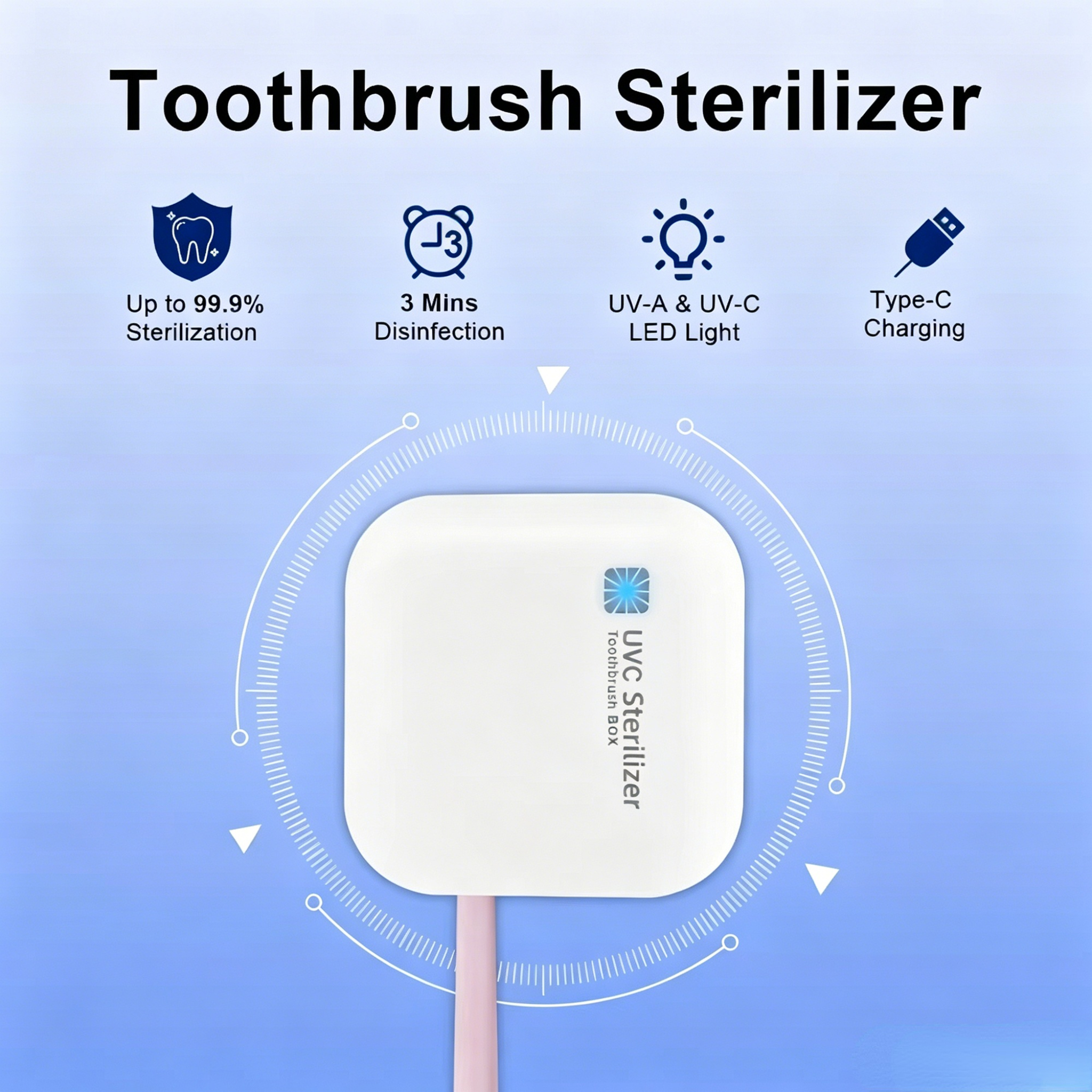 Portable Mini Travel Small Rechargeable UV Led  Toothbrush Sterilizer case Wall Mounted Toothbrush Holder manufacture