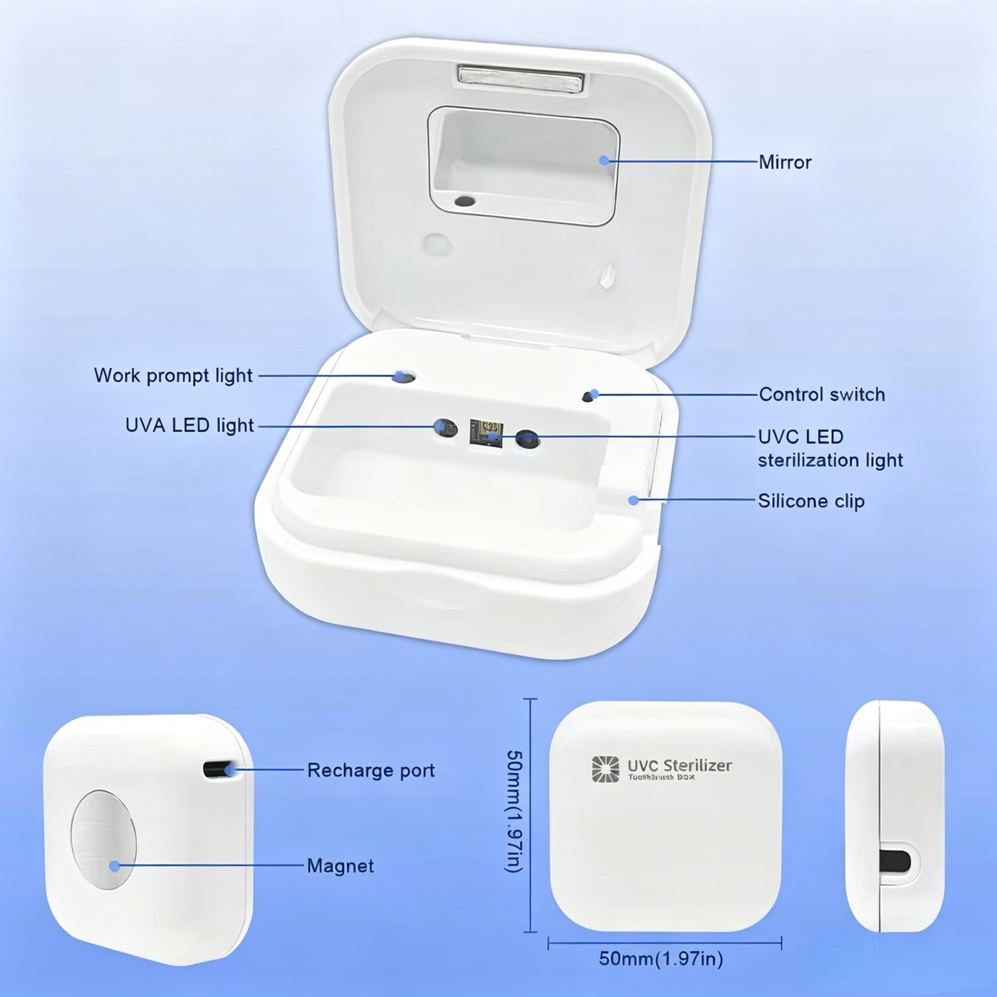 Portable Mini Travel Small Rechargeable UV Led  Toothbrush Sterilizer case Wall Mounted Toothbrush Holder supplier